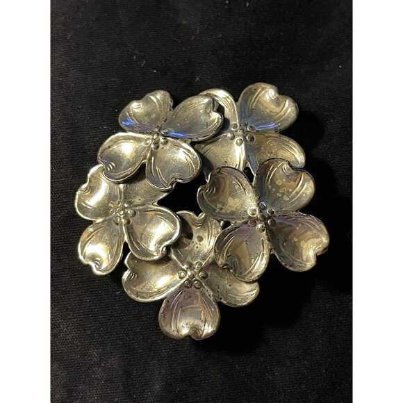 Sterling Dogwood Brooch By Lang Signed - Picture 2 of 6
